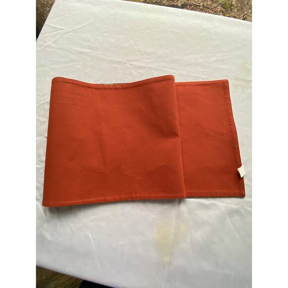 Table Runner  Pumpkin / Paprika Orange w Plaid includes sage green & white EUC - Picture 9 of 11